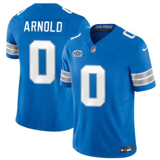 Men's Detroit Lions #0 Terrion Arnold New Blue 2024 With Dradt Patch F.U.S.E. Vapor Limited Football Stitched Jersey